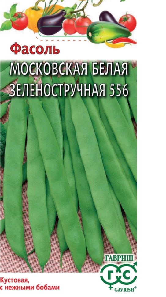 Фасоль овощная Московская Белая зелструч среднеспелая, куст 5гр Гавриш/ЦВ