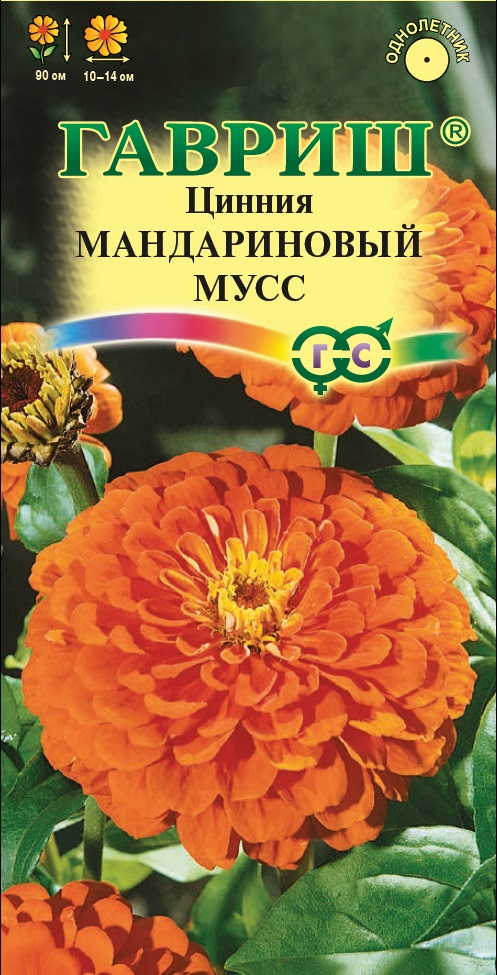 Цинния Мандариновый Мусс георгинов, оранжевая, до 90см, однол 0,3гр Гавриш/ЦВ
