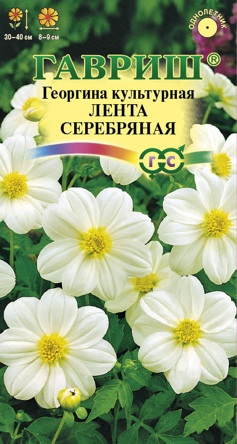 Георгина Лента Серебряная простая, белая, до 40-50см, однол 0,2гр