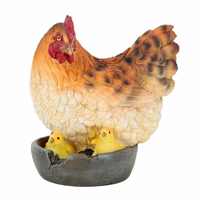 Птица Курочка с цыплятами в горшочке 24*22см